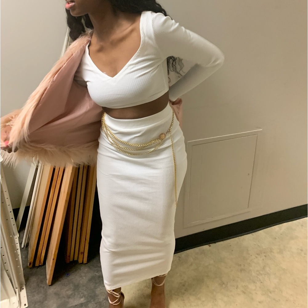 Two pc white maxi skirt set XS/Small